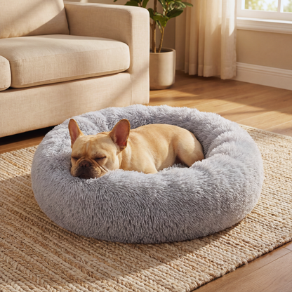 Round Plush Pet Bed with Inner Cushion