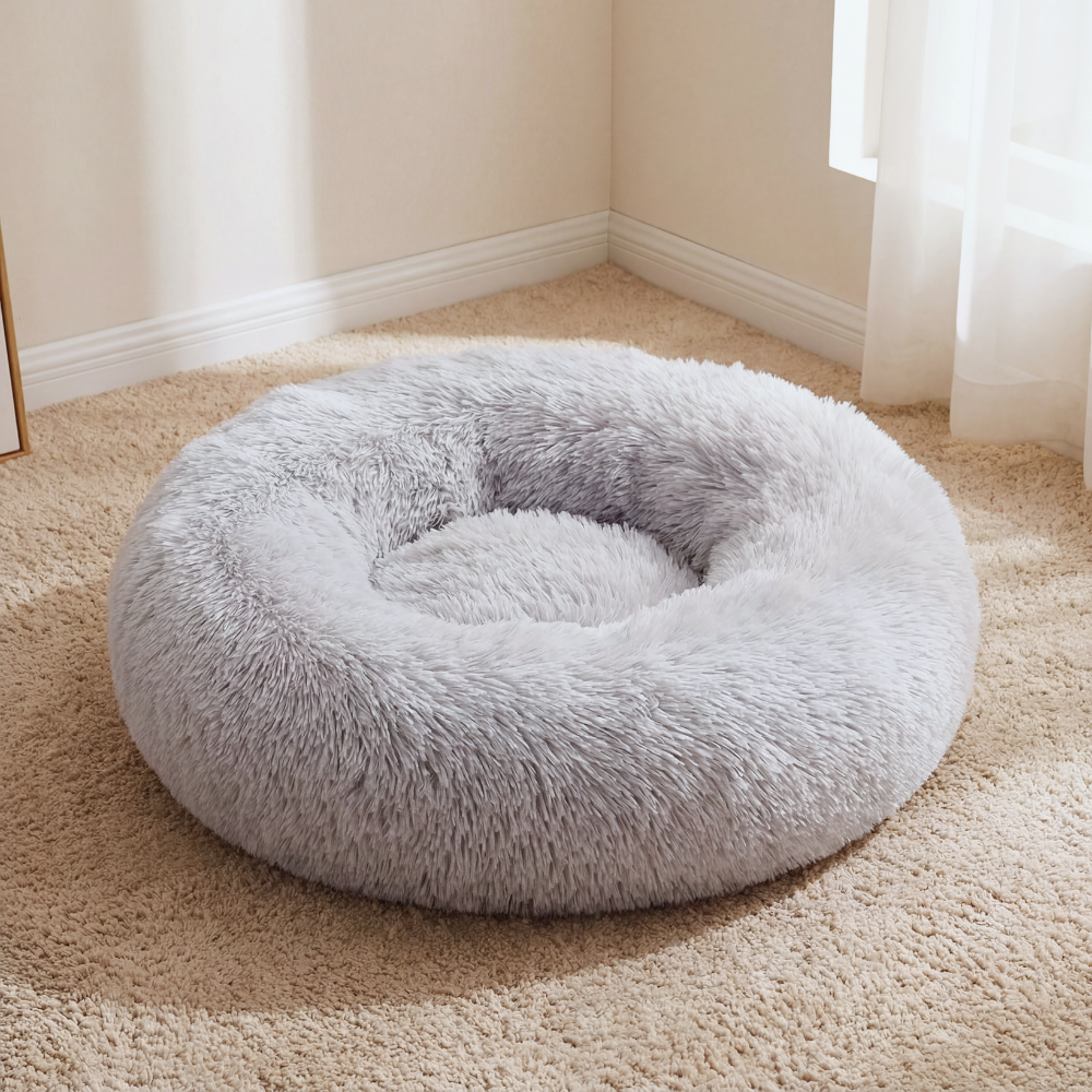 Round Plush Pet Bed with Inner Cushion