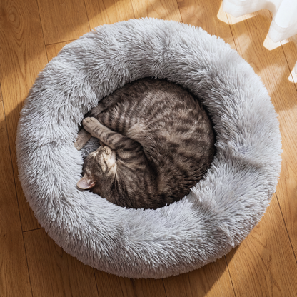 Round Plush Pet Bed with Inner Cushion